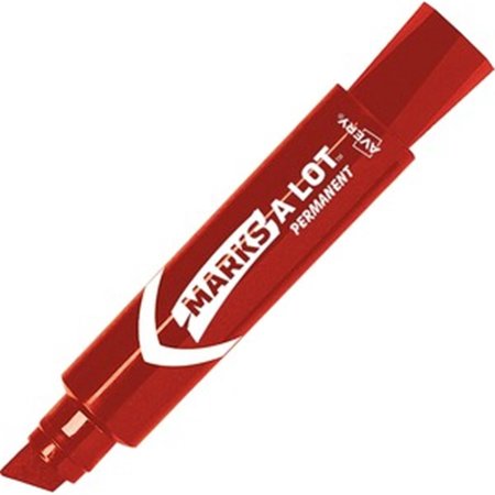 WORKSTATIONPRO Marks A Lot Jumbo Desk-Style Chisel Tip Permanent Marker, Red TH1620932